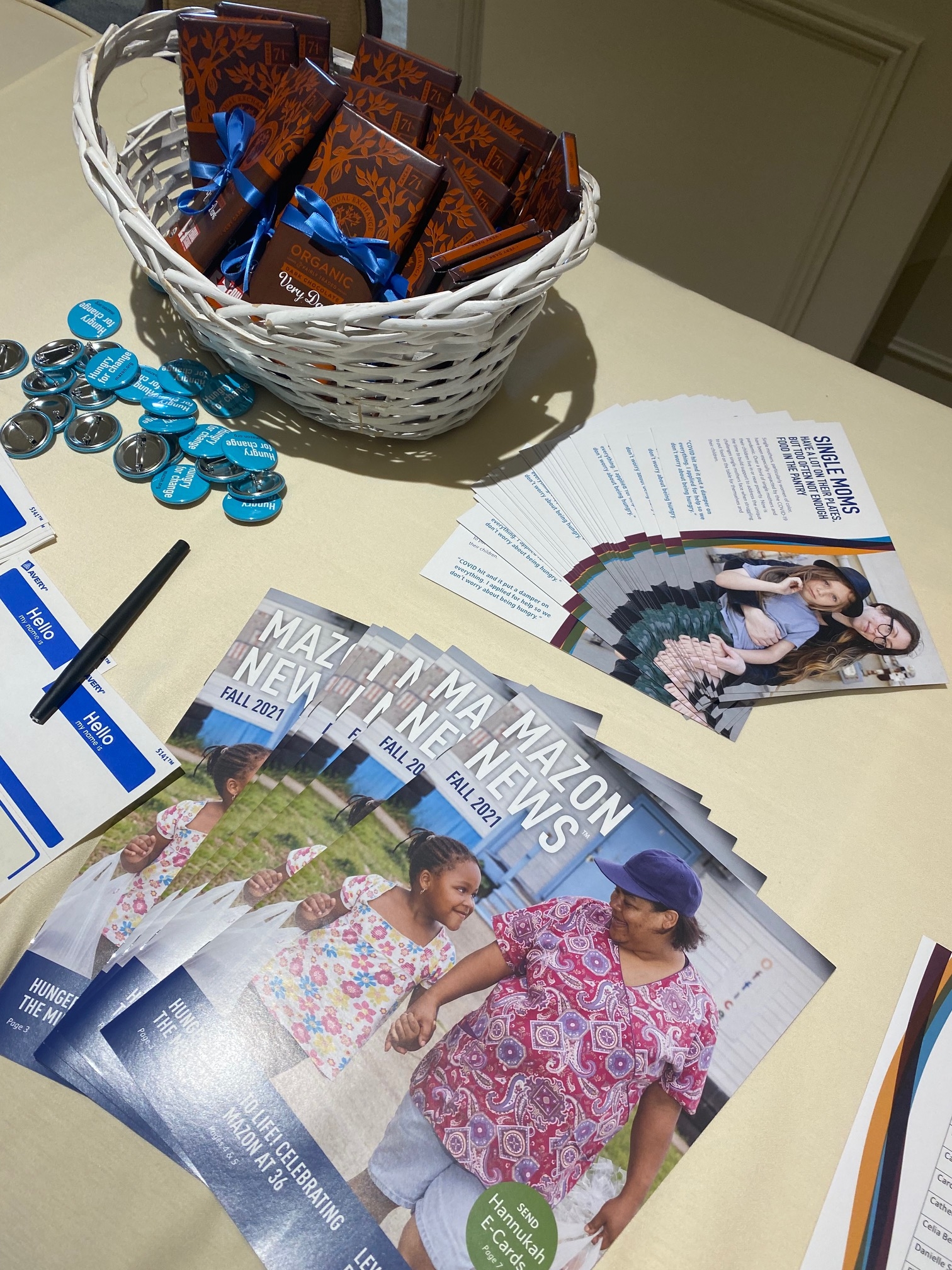 Table Display at Single Mothers Event in December 2021